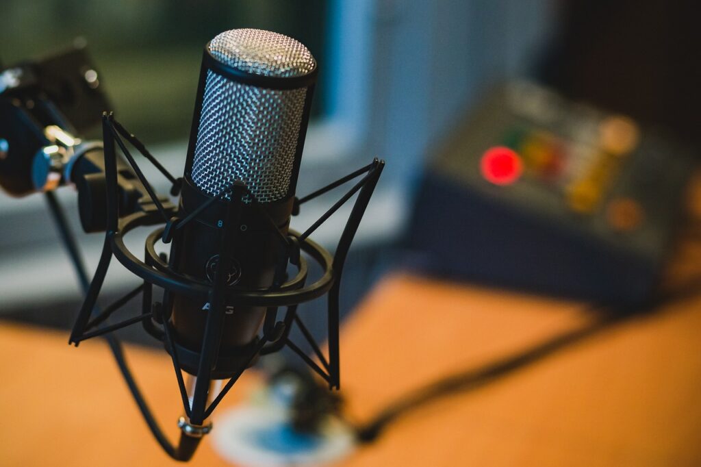 microphone in a podcast